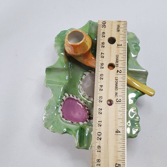 VTG German Porcelain Pipe Holder & Ashtray Trinket Dish Tobacciana Men's Gift - Picture 3 of 13